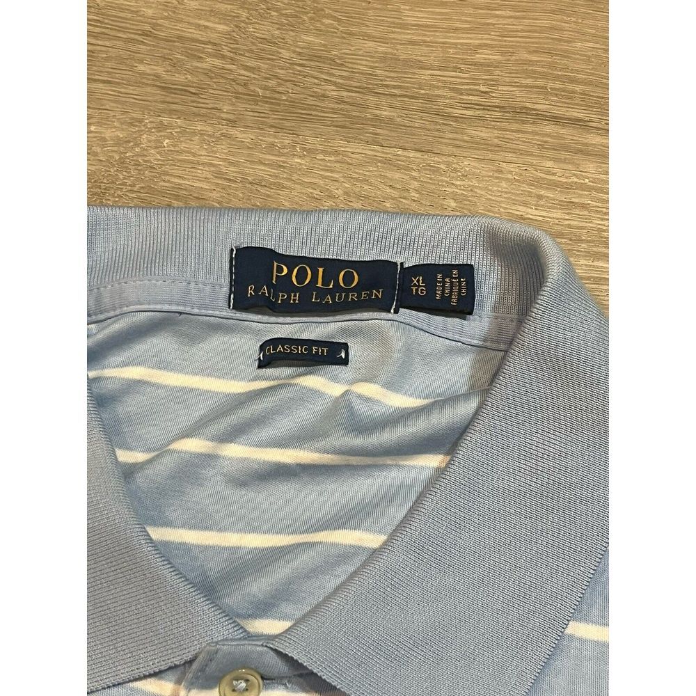 Men Polo Ralph Lauren mesh Polo Shirt Striped - CLASSIC FIT - XL‎ - Picture 4 of 6